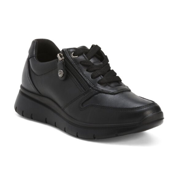 ENVAL SOFT Made In Italy Leather Sneakers With Zip Closure - Picture 1 of 3